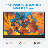 17.3 Inch Large Portable Monitor for Daily Work or Game Scene Display /1920*1080P FHD Screen/HDMI,2 Type-C,OTG Ports with Magnetic Cover to Stand