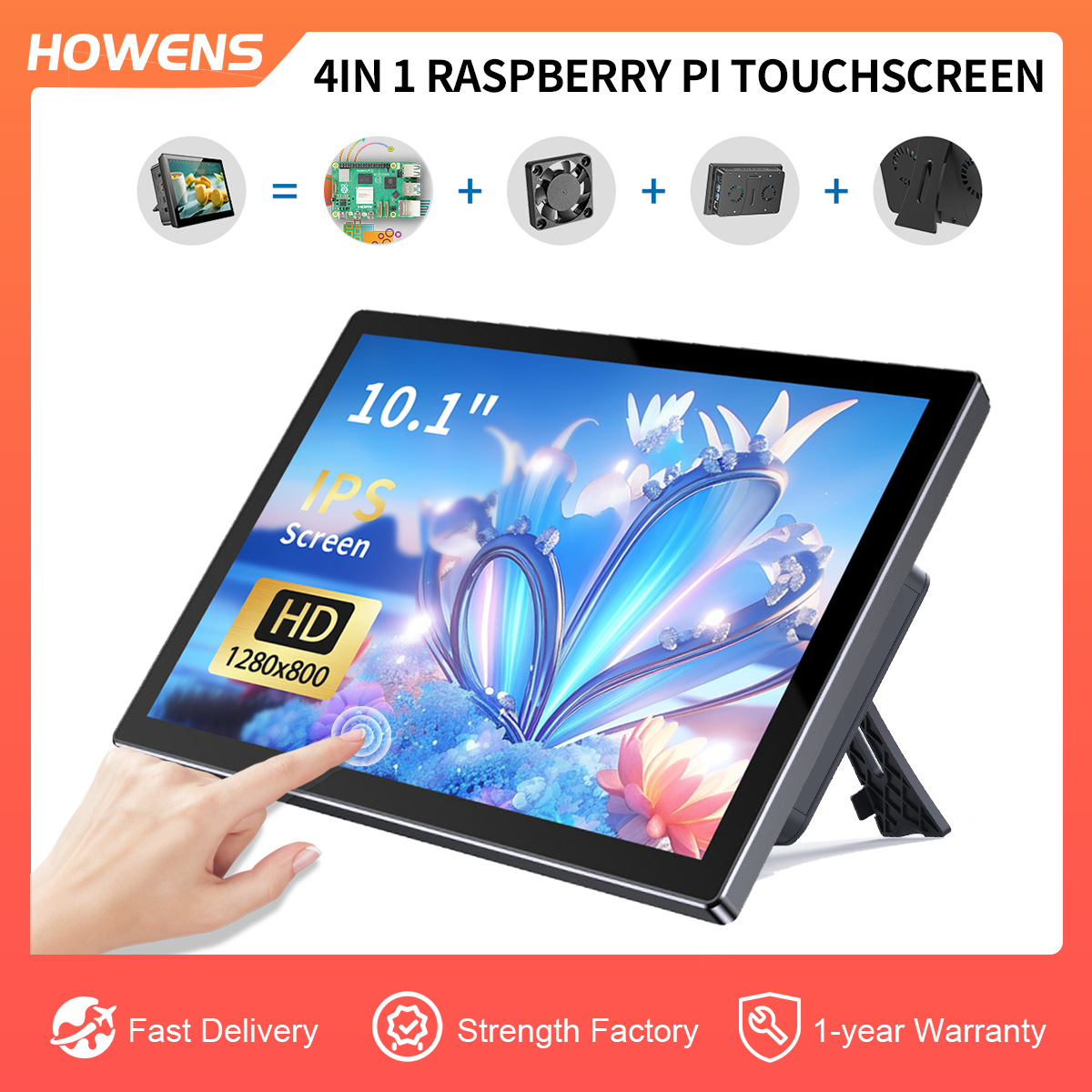 Raspberry Pi Monitor/Industrial Monitor/10.1 Inch HD Touchscreen/1280x800P/Support for HDMI,Type-C Display&USB Touch