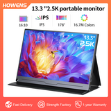 Full HD Portable Monitor/ with Magnetic Leather Case /13.3 Inch 2.5K Screen/Dual Monitor For Laptop/Mini HDMI,2 Type-C Ports